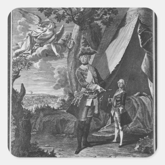 Frederick II. und sein Nephew Frederick William Quadratischer Aufkleber (Vorderseite)