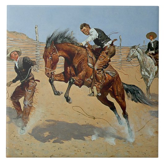Frederick Remington Western Art "Dreh Ihn los" Fliese (Vorderseite)