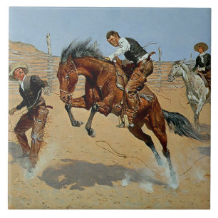 Frederick Remington Western Art „Laß ihn laufen“ Fliese