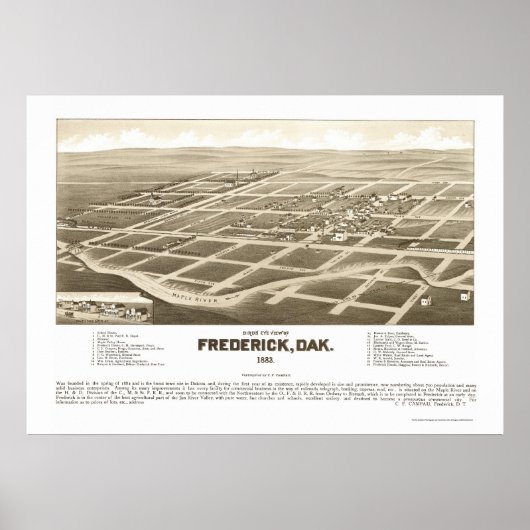 Frederick, SD Panoramic Map - 1883 Poster (Vorne)