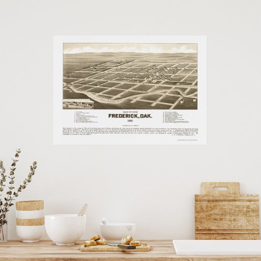 Frederick, SD Panoramic Map - 1883 Poster (Küche)