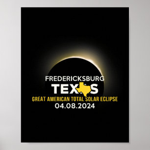 Fredericksburg Solar Eclipse 2024 Totalität 8. Apr Poster