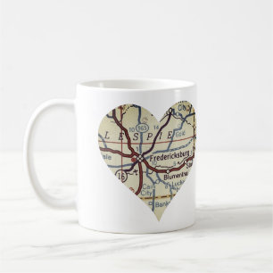 Fredericksburg TX 50er Jahre Karte Kaffeetasse