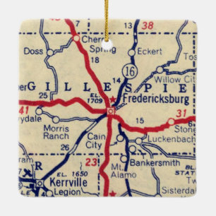 Fredericksburg TX Vintage Karte Keramikornament
