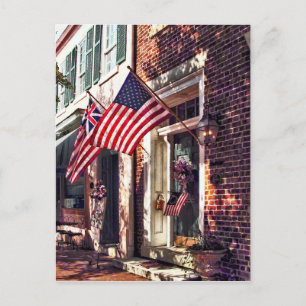 Fredericksburg VA - Straße mit amerikanischen Flag Postkarte