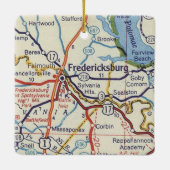 Fredericksburg VA Vintage Karte Keramikornament (Rückseite)