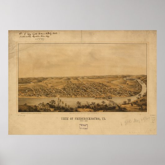 Fredericksburg Virginia 1863 Antike Panoramakarte Poster (Vorne)