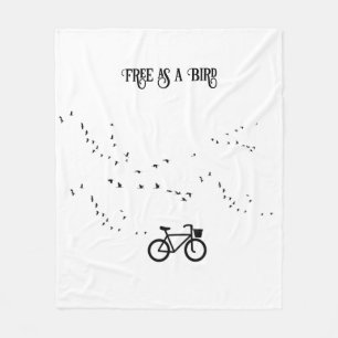 Free as a Bird Cycling Life Schwarz-Weiß-Kunst Fleecedecke