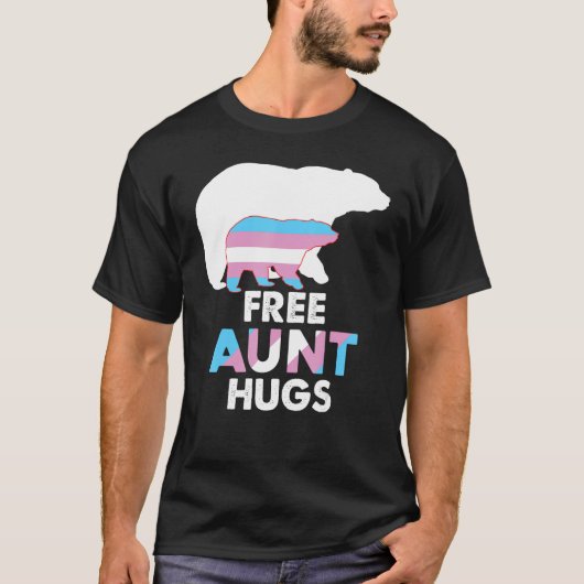 Free Aunt Hugs Transgender Rainbow Bear LGBT Pride T-Shirt (Vorderseite)