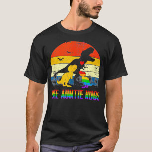 Free Auntie Hugs Dinosaur Re Rainbow Vintage LGBT T-Shirt