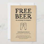 Free Beer Funny Diaper Party Invitation Einladung (Vorderseite)