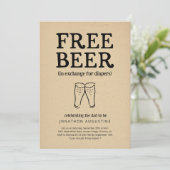 Free Beer Funny Diaper Party Invitation Einladung (Stehend Vorderseite)