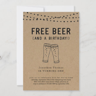 Free Beer Funny Girl Boy Erster Geburtstag Party Einladung