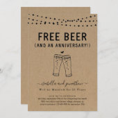Free Beer Funny Jubiläum Party Einladung (Vorne/Hinten)
