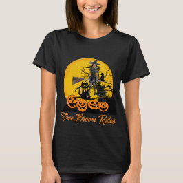 Free Broom Rides Halloween Hexenkatzen Pumpkins Sp T-Shirt