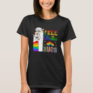 Free Brother hugs Two Llamas Proud Lgbt Supporter T-Shirt