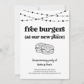 Free Burgers Funny Housewarming Party Einladung (Vorderseite)