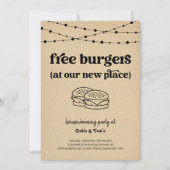 Free Burgers Funny Housewarming Party Einladung (Vorderseite)