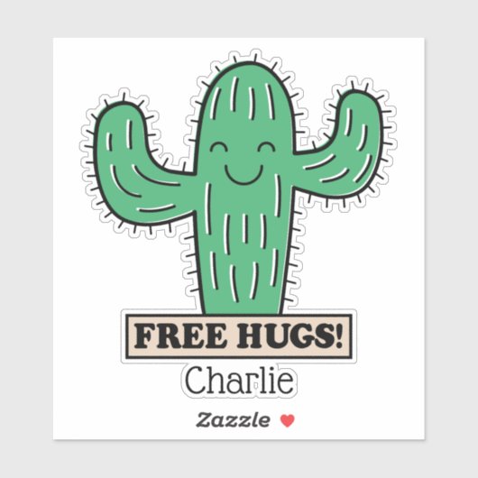 Free Cactus Hugs individuelle Name Aufkleber (Blatt)