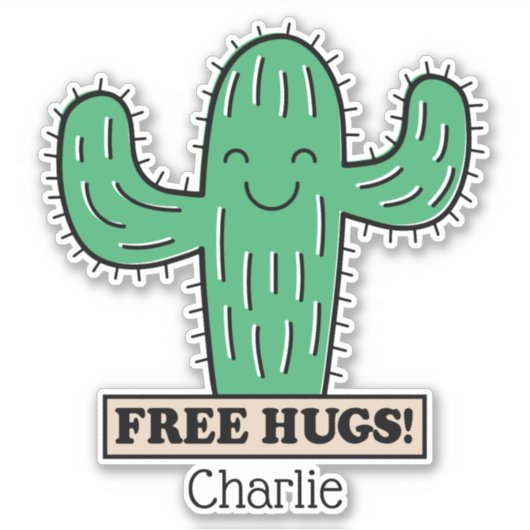 Free Cactus Hugs individuelle Name Aufkleber (Vorderseite)