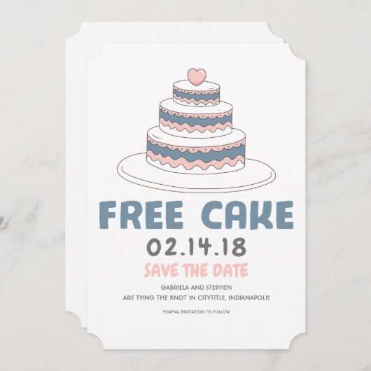 Free Cake | Einfach und lustig Save the Date (Vorne/Hinten)