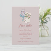Free Cake Funny Dusty Pink Einladung (Stehend Vorderseite)