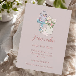 Free Cake Funny Dusty Pink Einladung