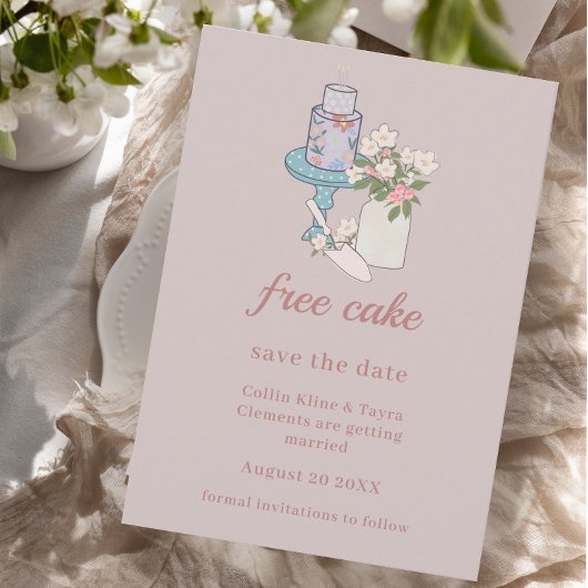 Free Cake Funny Dusty Pink Einladung