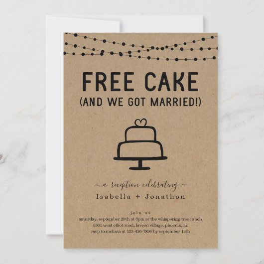 Free Cake Funny Empfang nur Einladung (Vorderseite)