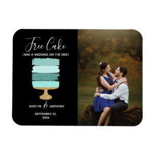 Free Cake Funny Modern Foto Hochzeit retten das Da Magnet