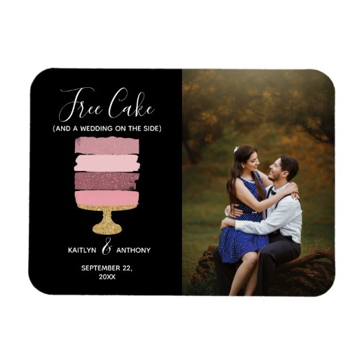 Free Cake Funny Modern Foto Hochzeit retten das Da Magnet (Horizontal)
