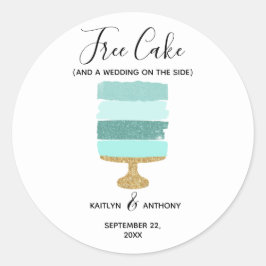 Free Cake Funny Modern Foto Hochzeit retten das Da Runder Aufkleber