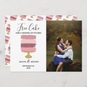 Free Cake Funny Modern Foto Hochzeit retten das Da Save The Date (Vorne/Hinten)