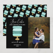 Free Cake Funny Modern Foto Hochzeit retten das Da Save The Date (Vorne/Hinten)