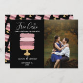 Free Cake Funny Modern Foto Hochzeit retten das Da Save The Date (Vorne/Hinten)