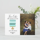 Free Cake Funny Modern Foto Hochzeit retten das Da Save The Date (Stehend Vorderseite)