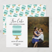 Free Cake Funny Modern Foto Hochzeit retten das Da Save The Date (Vorne/Hinten)
