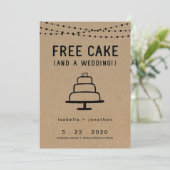 Free Cake Funny Save the Date Card Einladung (Stehend Vorderseite)