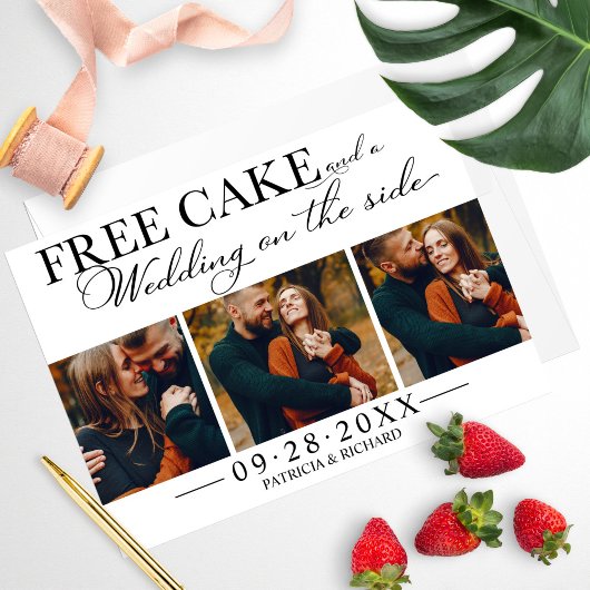 Free Cake Funny Wedding Save the Date 3 Foto Einladung