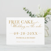 Free Cake Funny Wedding Save the Date Non Foto Einladung (Stehend Vorderseite)