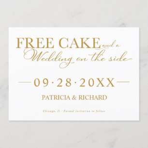 Free Cake Funny Wedding Save the Date Non Foto Einladung