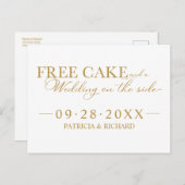 Free Cake Funny Wedding Save the Date Non Foto Postkarte (Vorne/Hinten)