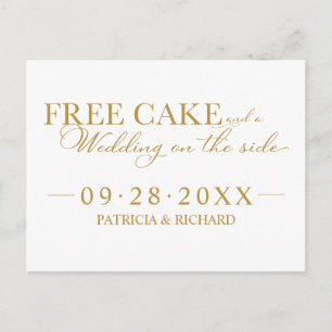 Free Cake Funny Wedding Save the Date Non Foto Postkarte