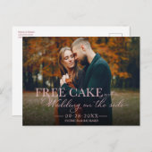 Free Cake Funny Wedding Save the Date Volles Foto Postkarte (Vorne/Hinten)