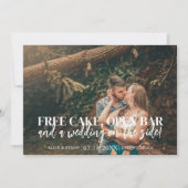 Free Cake Open Bar Funny Wedding Save The Date (Vorderseite)