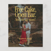 Free Cake Open Bar Retro Photo Save The Date Flyer (Vorne)