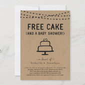 Free Cake und ein Baby Duschpaare Geschlechtsneutr Einladung (Vorderseite)