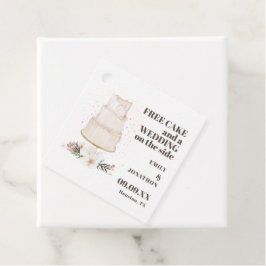 Free Cake Wedding auf Side Text Braun Save the Dat Geschenkanhänger