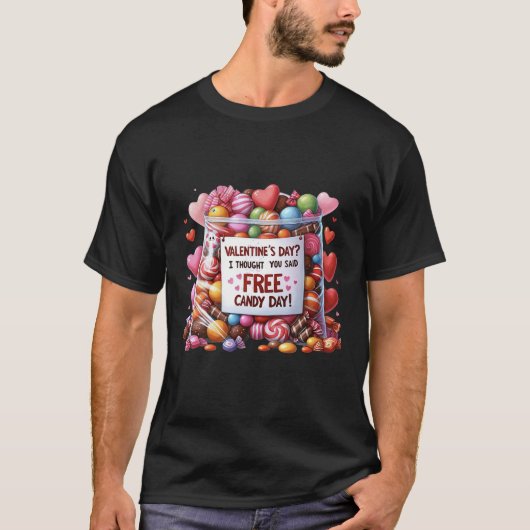 Free Candy Funny Valentine's Day Wasserfarbe Stil T-Shirt (Vorderseite)