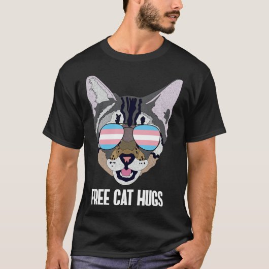 Free Cat Hugs  Cat Trans Pride T-Shirt (Vorderseite)
